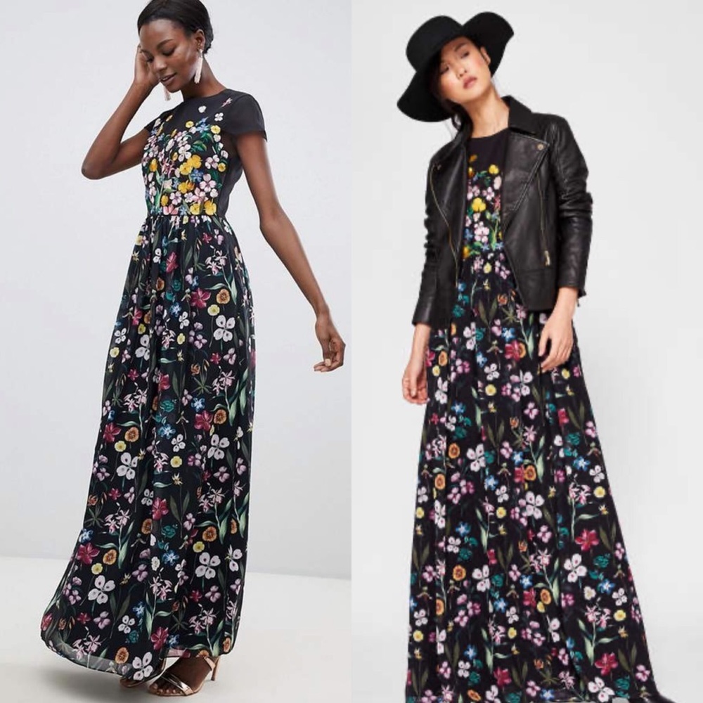 Ted Baker RARE Mariz Hampton‎ Floral Long Maxi Gown Dress